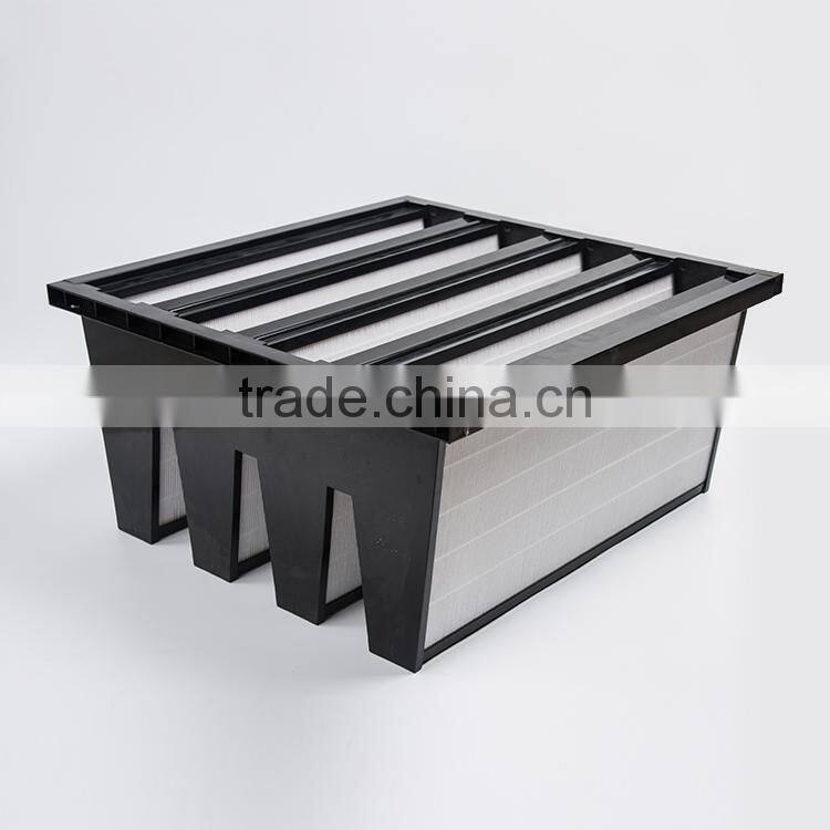 W shape hepa composed box type v-bank filter