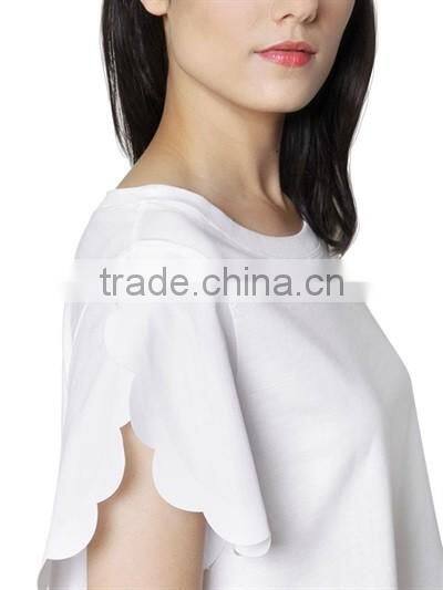 Oem Womens Chiffon Blank T-Shirts Wholesale Short Sleeve Fashion O Neck White T Shirts