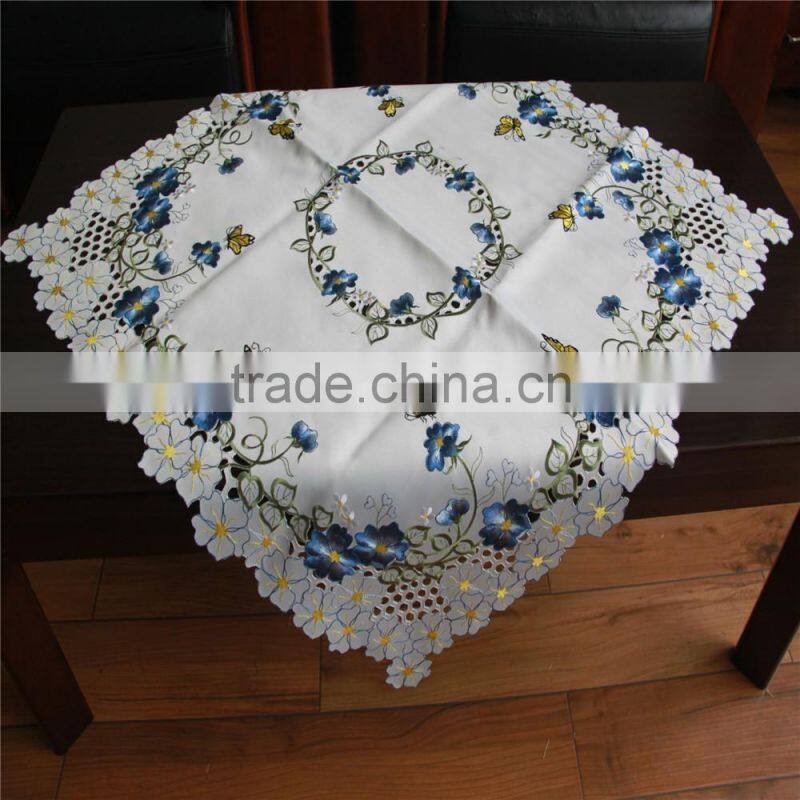 handmade China polyester embroidery satin tablecloths