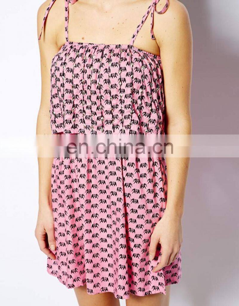 CHEFON Sequin short detail elephant print dress