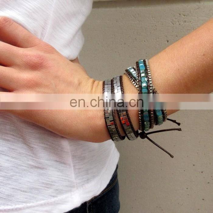 Handmade beaded color brecelet tube glass bead bracelet