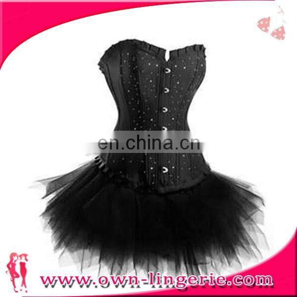 Women's Plus Size Lace Up Corset Lingerie with skirt