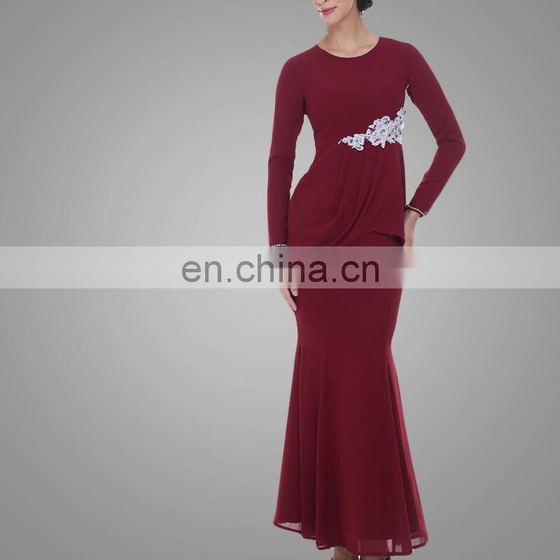 Malaysia Beautiful Traditional Dress Embroidered Design With High Quality Baju Kurung For Women Muslim Long Dress