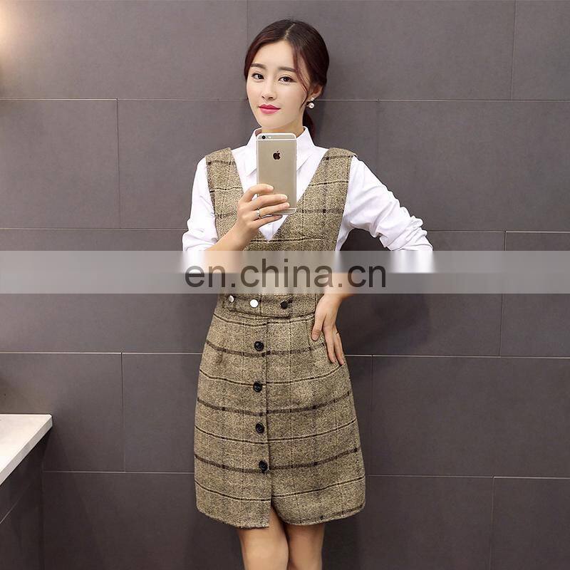 2015 Women new sexy fashion wool vest dress , Wholesale Simple Lattice Fashion Dress