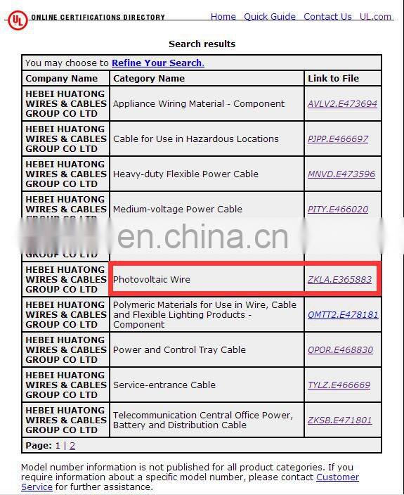 EN50618 tinned copper conductor 4mm 6mm solar panel cable