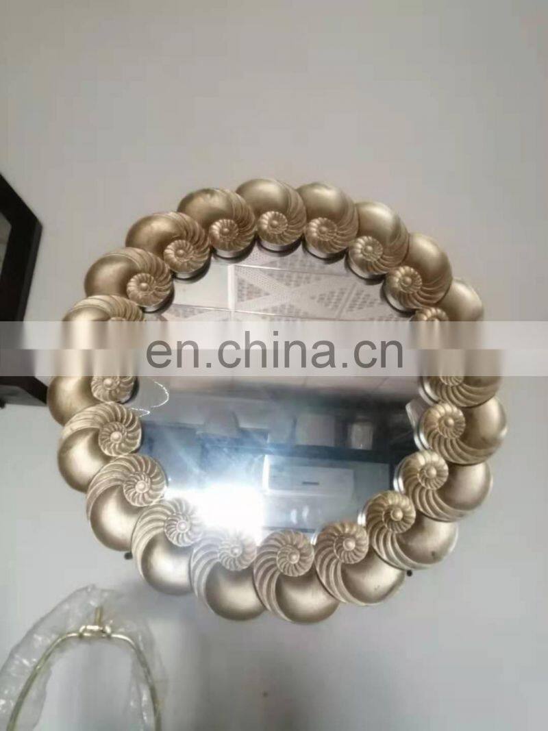 Wall Mounted hexagon mirror with customized color wooden frame Hanging Storage Display makeup mirror shelf Wall Decor