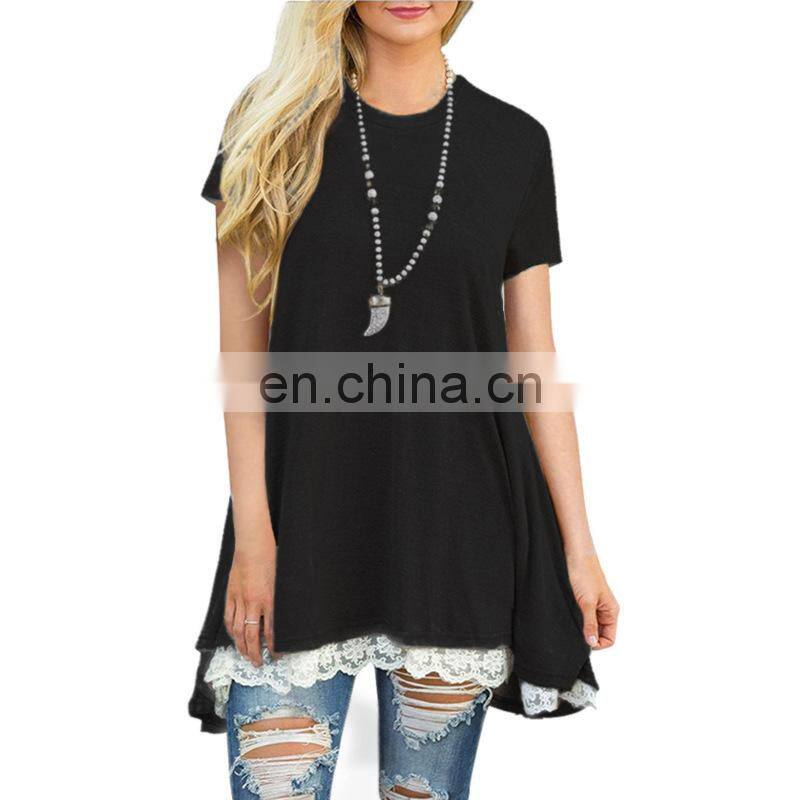 Factory Outlet 2021 Christmas Plus Size Women's Top Stitching New European and American Lace Long Sleeve Fat MM Casual Wear
