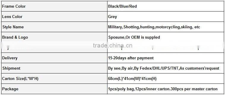 New stylish cool spy glasses wholesale uv protective glasses black frame grey lens army safety goggles motorcycle cycling racing