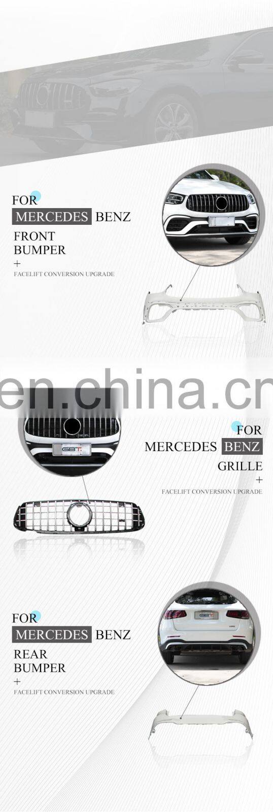 GBT drop shipping auto tuning parts for mercedes benz glc 63 style facelift for mercedes glc 63 amg body kit