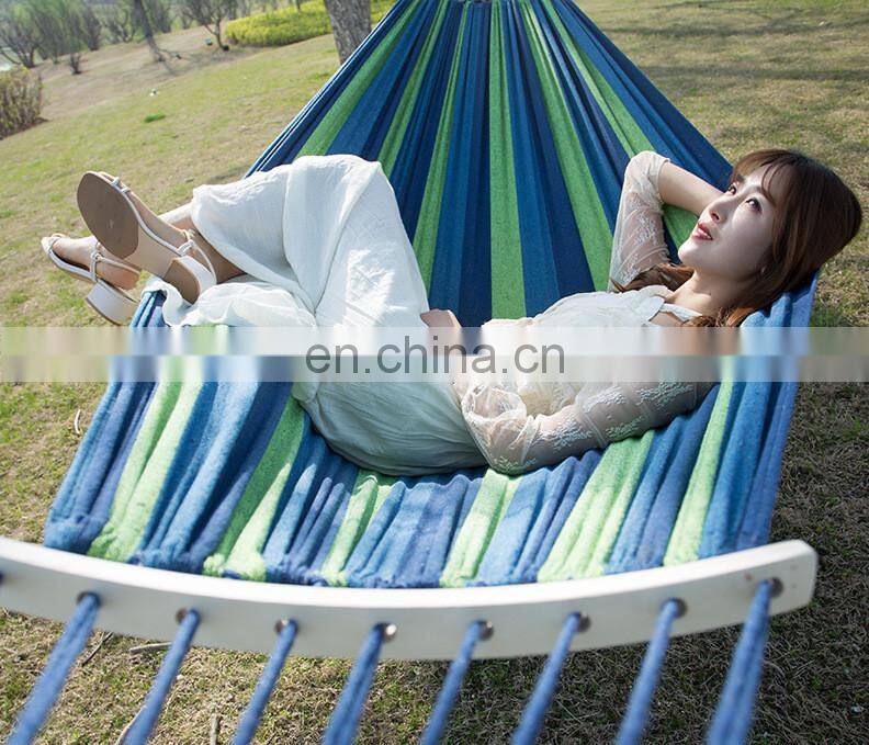 Custom logo Outdoor camping travel canvas bent stick single double hammock for two people