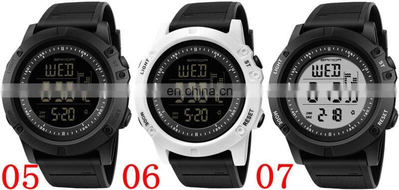 SANDA 372 Men's Sport Quartz Japan Digital Movement Silicone Rubber Watch BandMens Quality Watches For Sales
