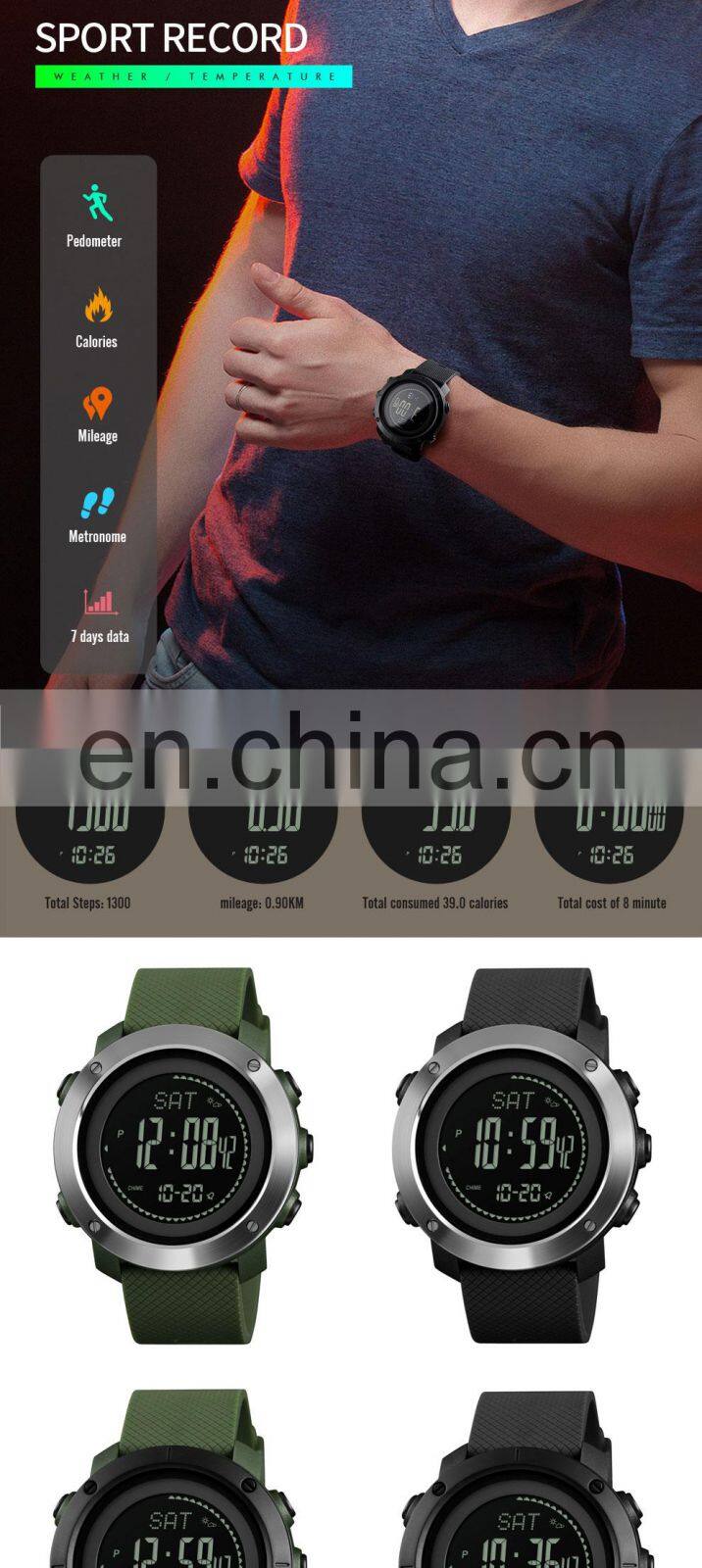 SKMEI 1427 2019 New Product Men's Sport Watch Japan Digital Movement Multi-function Rubber Band Smart Watch