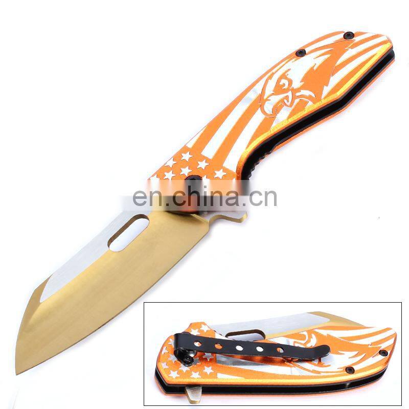 10.35 Inch Aviation aluminum handle with black oxide blade stainless steel folding survival knife