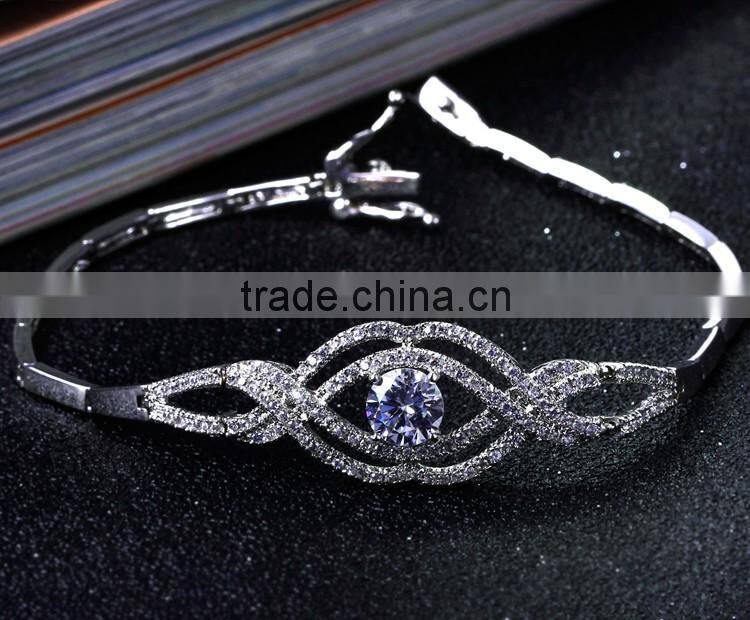 2016 Trendy Item Give Away Brass Jewelry Cc Crystal Clear White Gold Bracelet