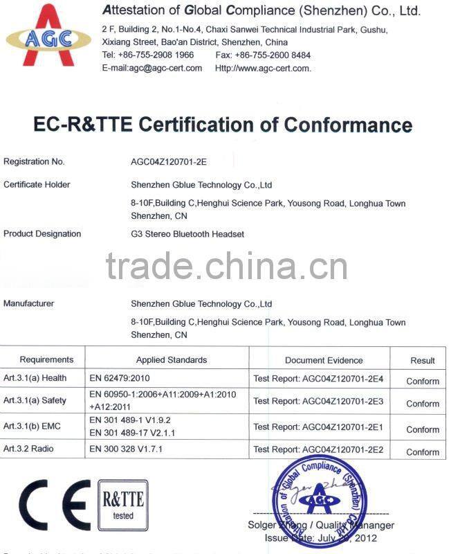 Gblue Bluetooth headphones Wireless with Microphone for smart phone- G3