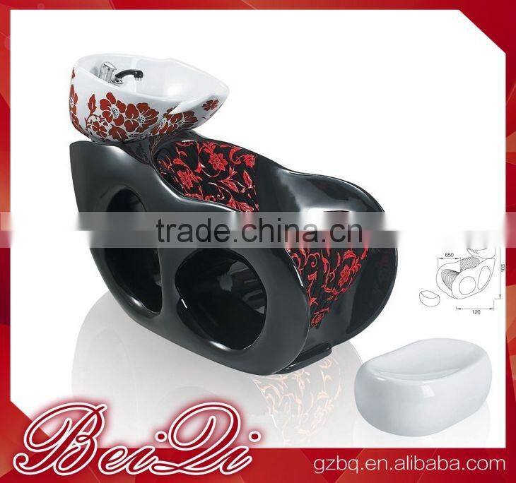 Chinese style pattern reclining hairdressing shampoo chair,fiberglass washing unit for beauty salon station shampoo bed