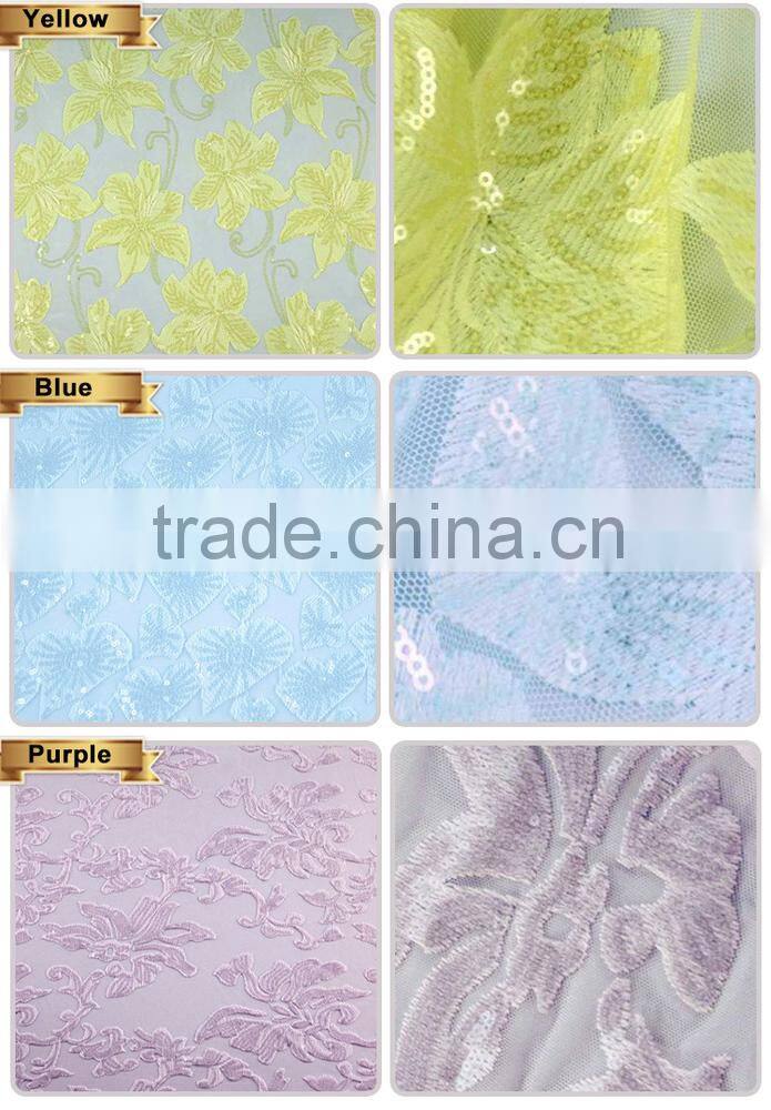 Sale high quality factory latest embroidery designs wholesale sequin 100% polyester mesh fabric