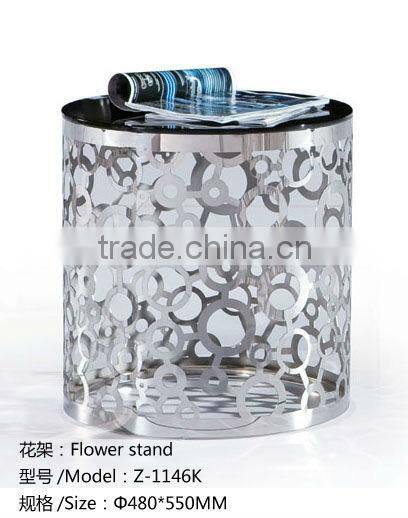 Cylindrical stainless steel carving flower shelf