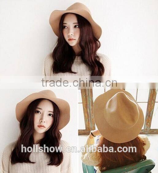 Wholesale Promotional Gift Star Style Wide Brim Wool Felt Fedora Sun Cap