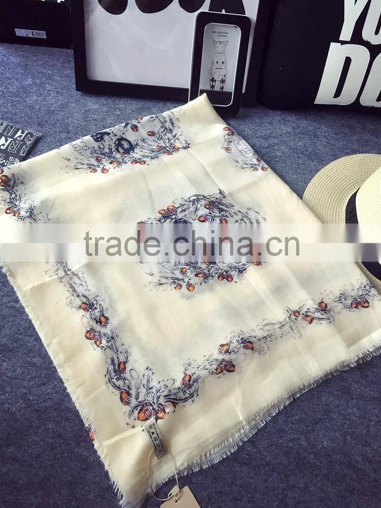 Fashion Personalized Skull Printing Women Cotton Scarves and Shawls