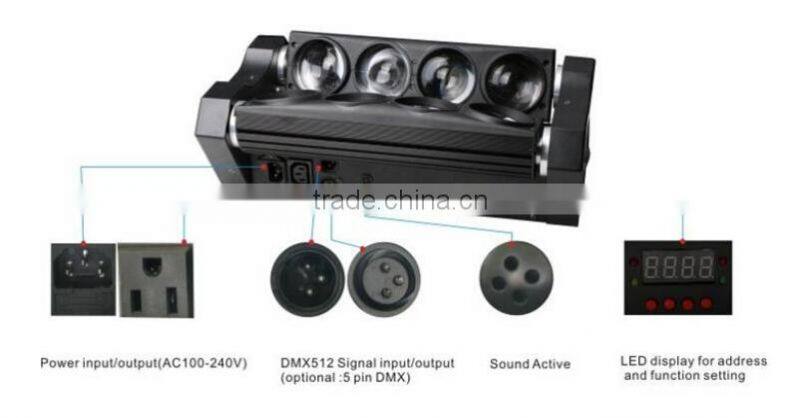 color mixing wide usageled spider light wireless dmx control 8pcs RGBW 4in1led stage spider light
