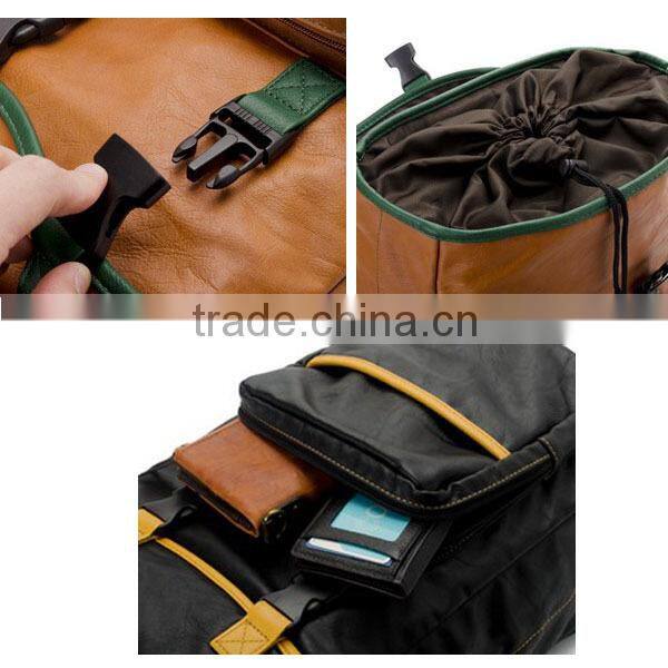 Vintage online wholesale shop clear black leather drawstring laptop backpack bag