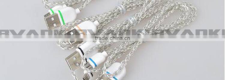 Braided Woven Fabric USB Data Sync Charging Cable For Micro USB To Displayport Cable,Ultra Thin USB Cable For Android