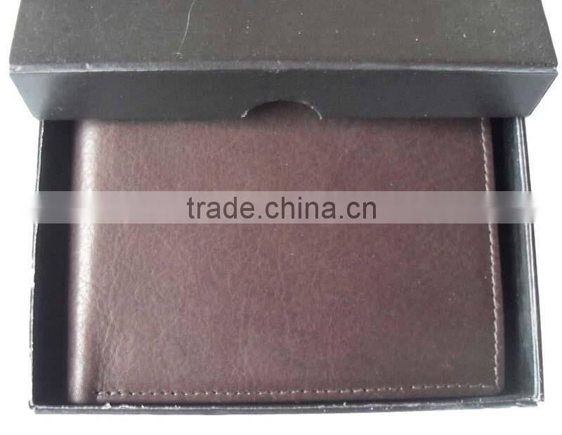 Simple design high quality black genuine leather mens rfid wallet