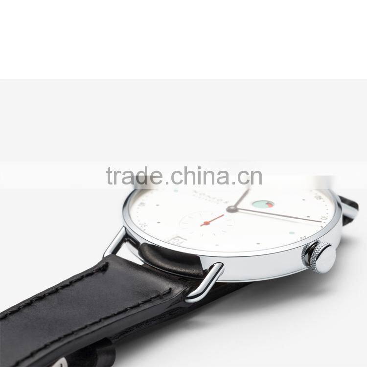 Multi-fonction high quality triple needle stainless steel case with sapphire crystal glass watch