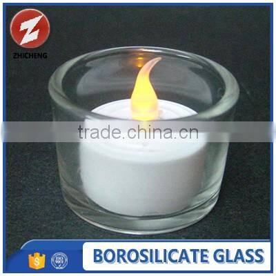 round clear polished glass candle holder