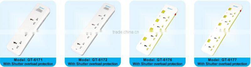 newest universal surge protection power strip with safety shutter