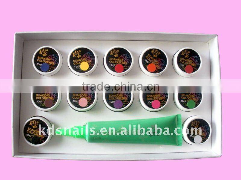 Nail art soak off glitter color uv gel