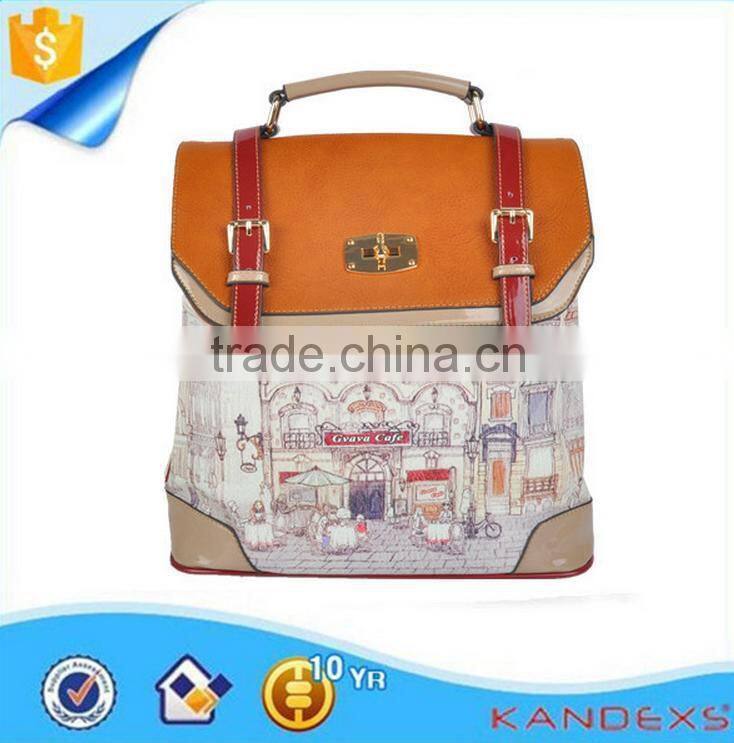 New pattern design classic style backpack, PU wholesale backpack bag