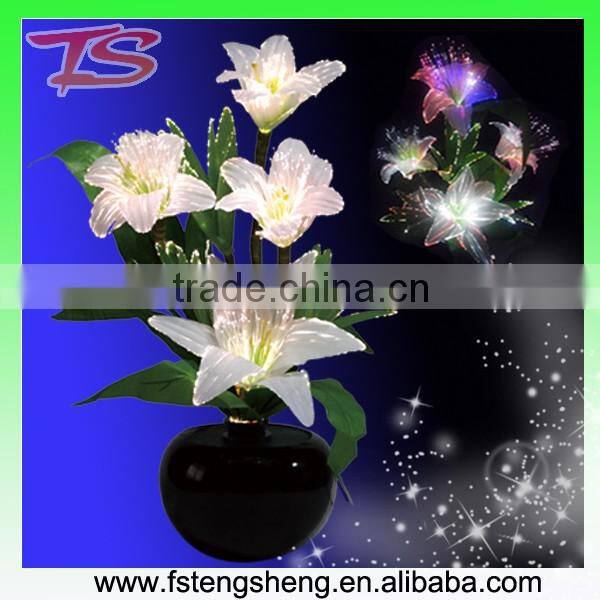 LED fiber optic color change lily flower lamp