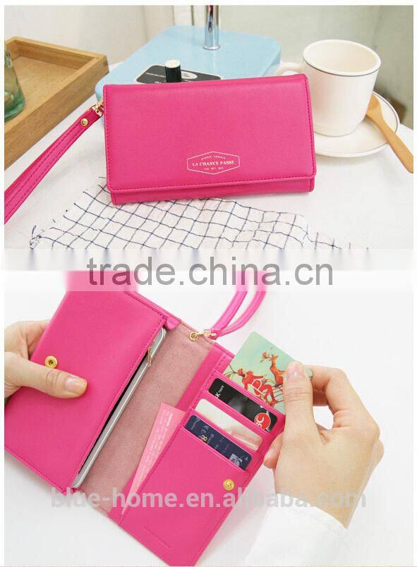 Korea brand iconic smart phone in purse Travel purses pouch for teens two folding tote wallet