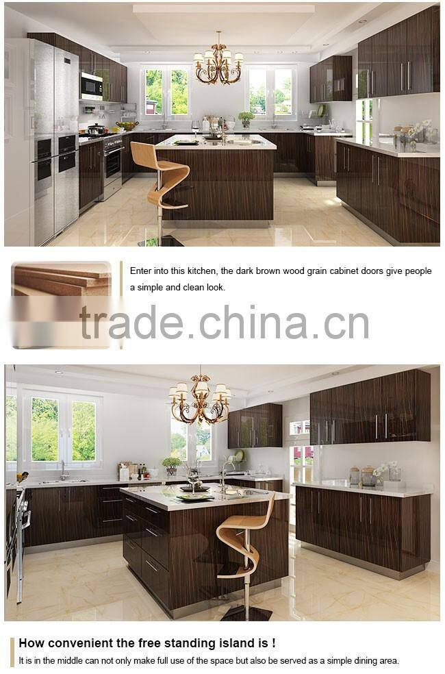 New Design Classic Customized Wood Veneer Kitchen Cabinet with HPL Finished
