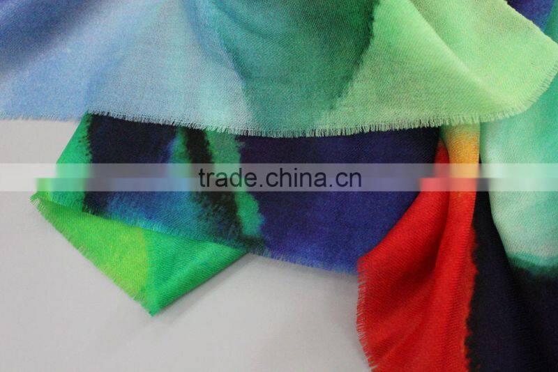 100% wool digital printing scarf 140*200+0.5*2