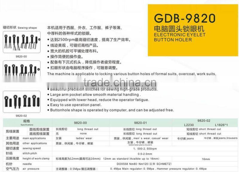 whole set button holer industrial sewing machine for garment factory