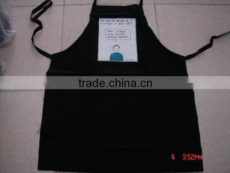 cheap BBQ apron &cotton apron for kitchen and promotion black bib apron with printing -58