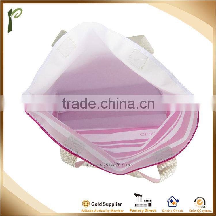 Popwide newest 2014 Color stripes Beach Bag/ Polyester tote bag