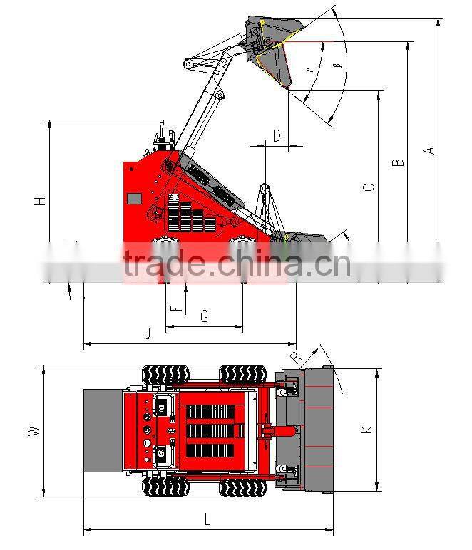China mini wheeled skid steer loader GN380