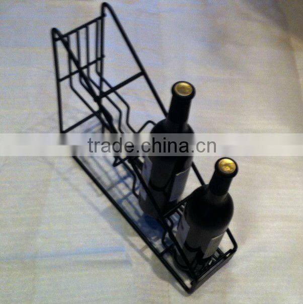 Hot selling smart design metal blcak wine bottle rack wire display