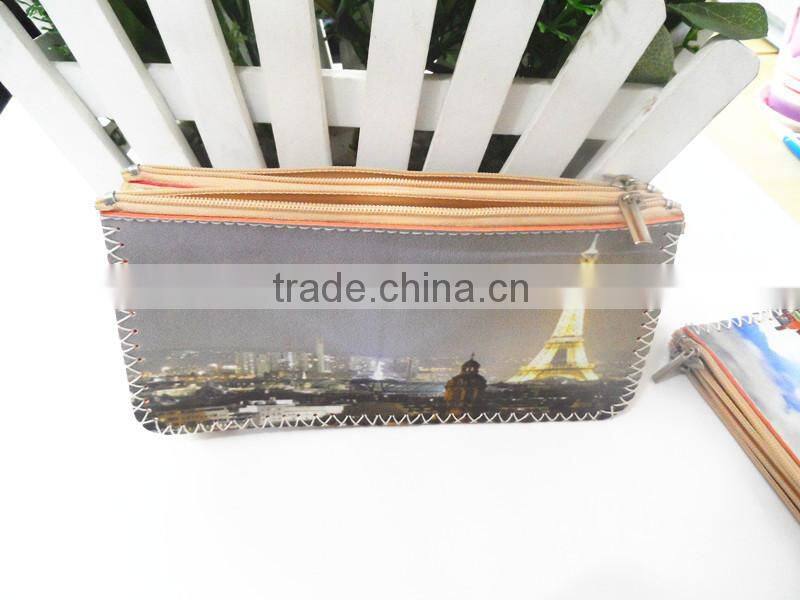 Hot sale famous scenery printing wallet for cards and money