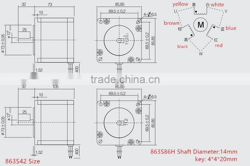 863S68H leadshine stepper motor 3 phase nema 34 stepper motor