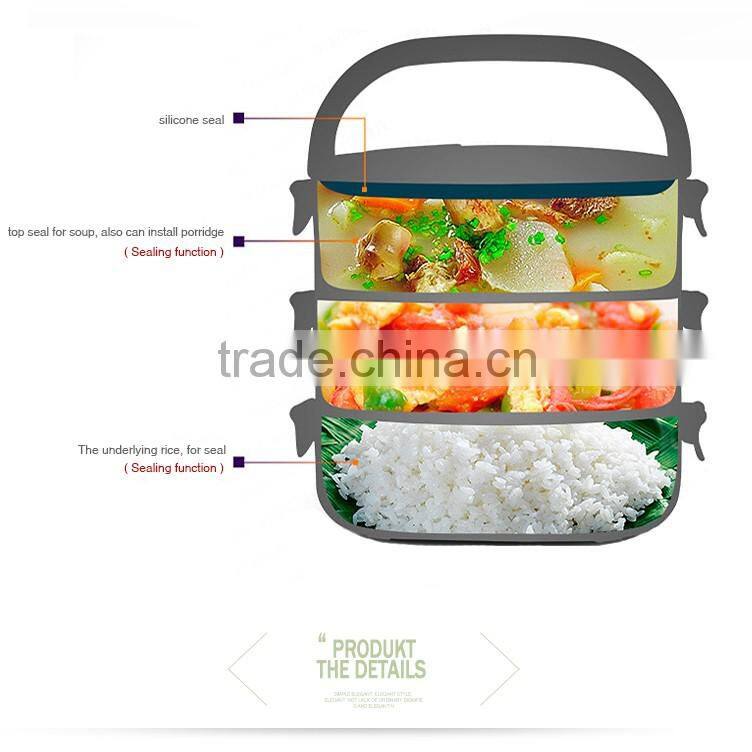 Allnice multilayer rectangle design candy color thermos pp inner stainless steel food lunch box/food carrier for students