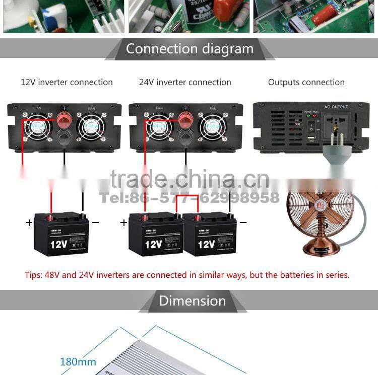 OPIP-2000-2-12 High efficiency DC to AC output pure sine power inverter 2000w