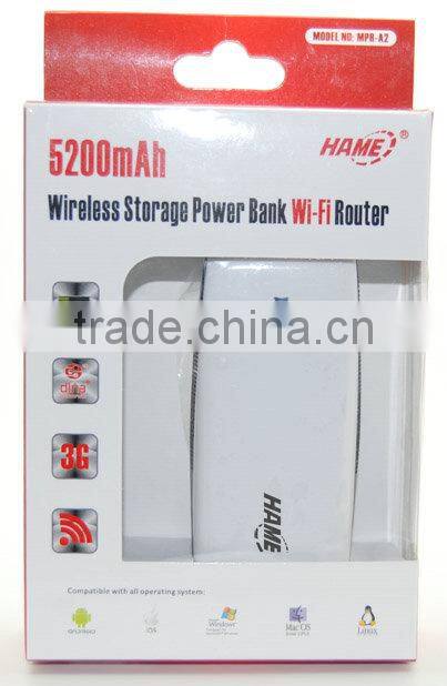 hot sale 1 RJ45 port 5200mAh power bankwifi battery powered led panel light hame MPR-A2 with DLNA wireless storage