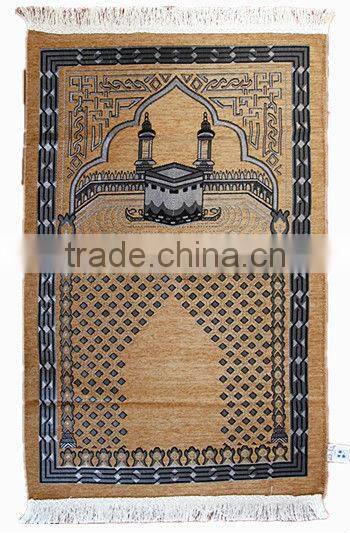 2015 100%chenille jacquard woven Muslim prayer rug mat