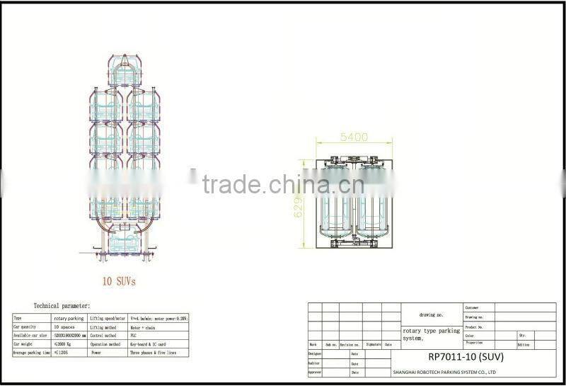 6 level rotary car parking lifts system