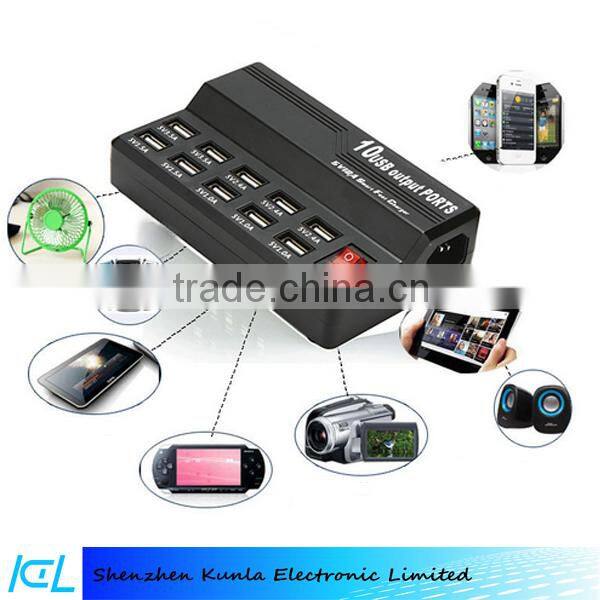 2016 hot sale high quality fast speed multi 10 port usb phone charger
